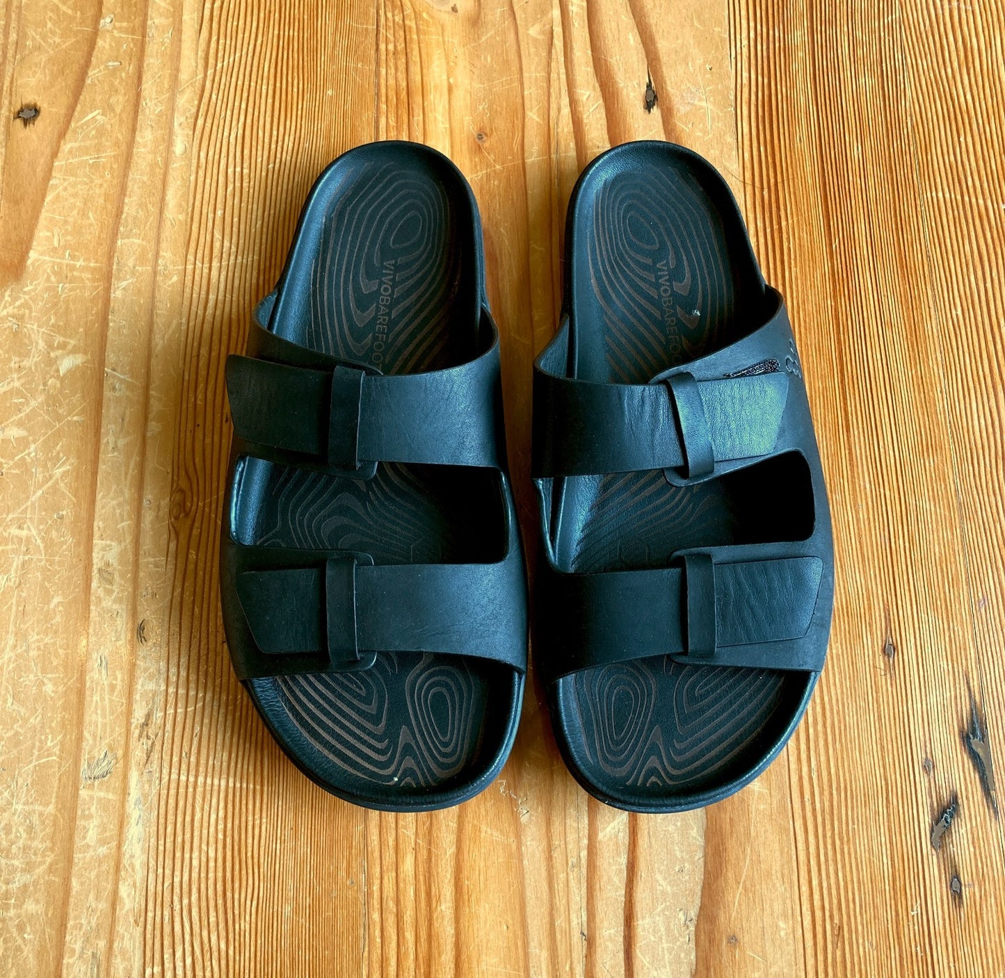Vivo Barefoot $150 Black Two Strap Sensus Yen Sandals - Size 39 / 8 US - 0204AB