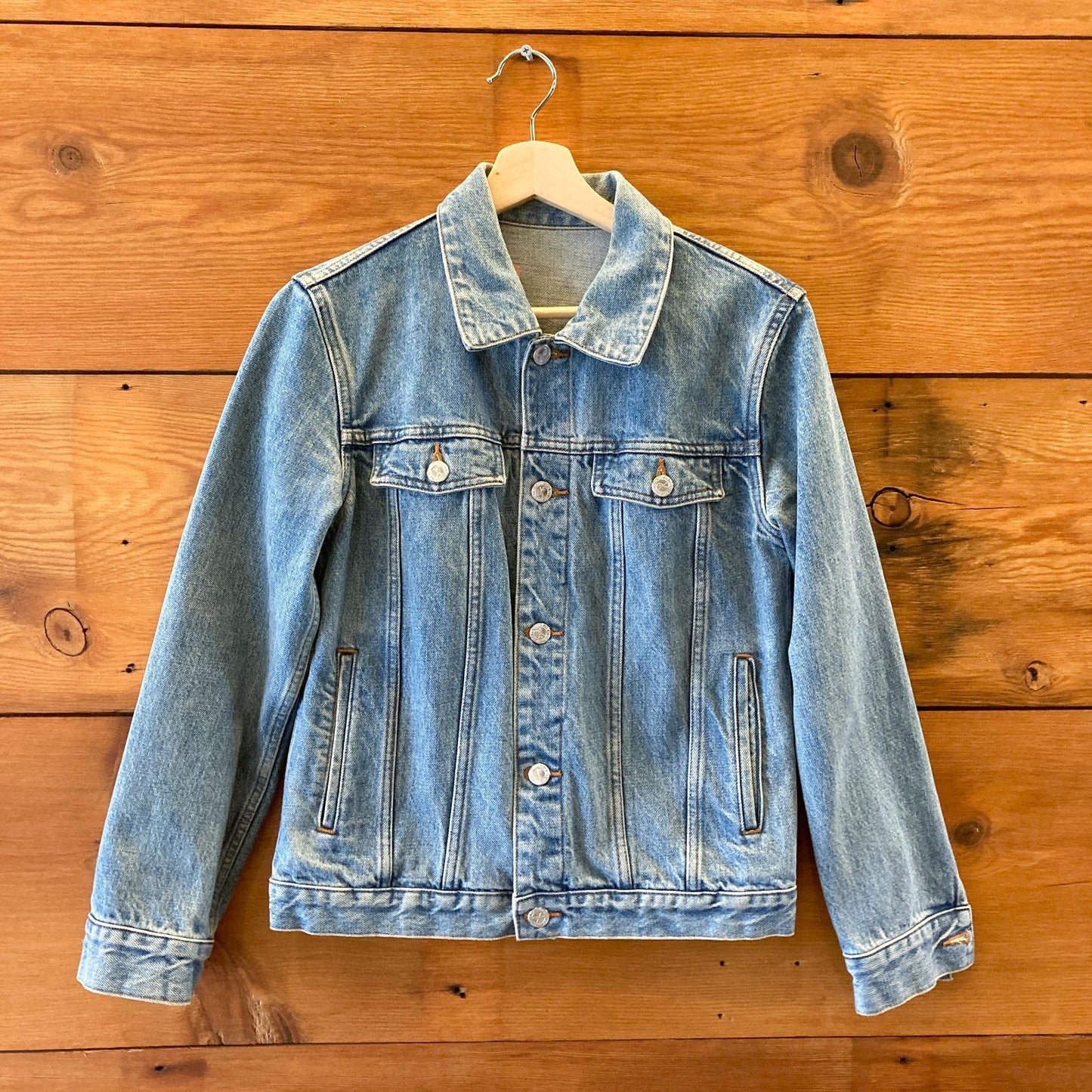 S - A.P.C Medium Wash Denim Womens Classic Jean Trucker Jacket 0619BL