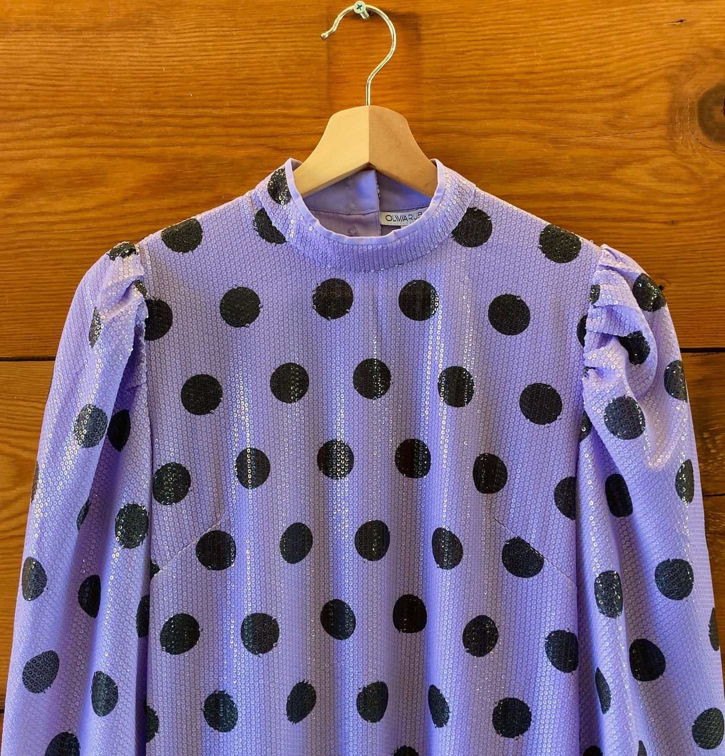 Olivia Rubin Purple Black Polka Dot Sequin Long Sleeve Dress - Size 4 - 0415AB