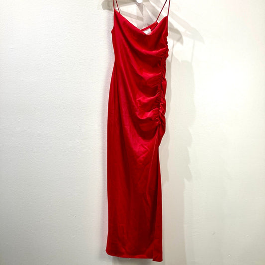 BHLDN Anthropologie $248 Red Ruched Maxi Gown Dress - Size 6 - NEW - 0814JF