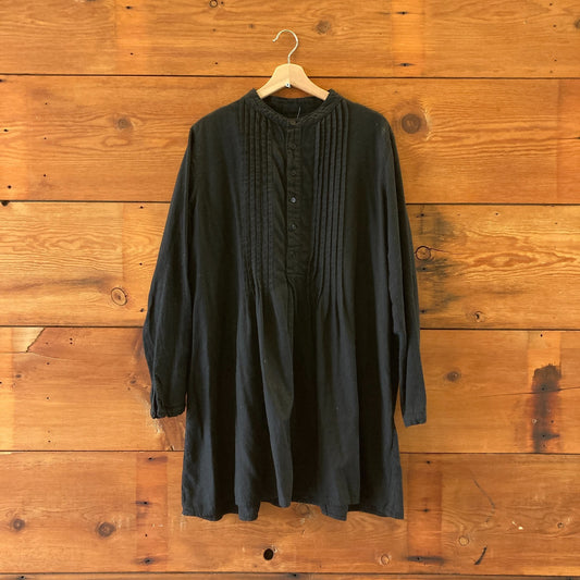 M - CP Shades Black Organic Cotton Long Sleeve Lagenlook Dress 1124TA