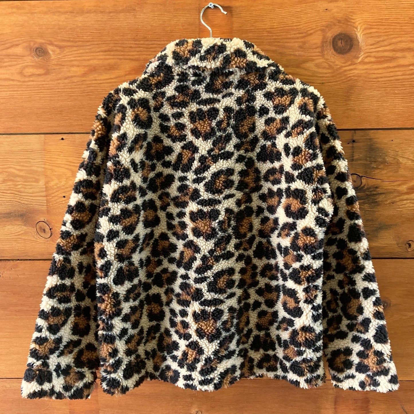 J Crew Leopard Print Snap-collar Sherpa Fleece Jacket - Size M - 0706AV