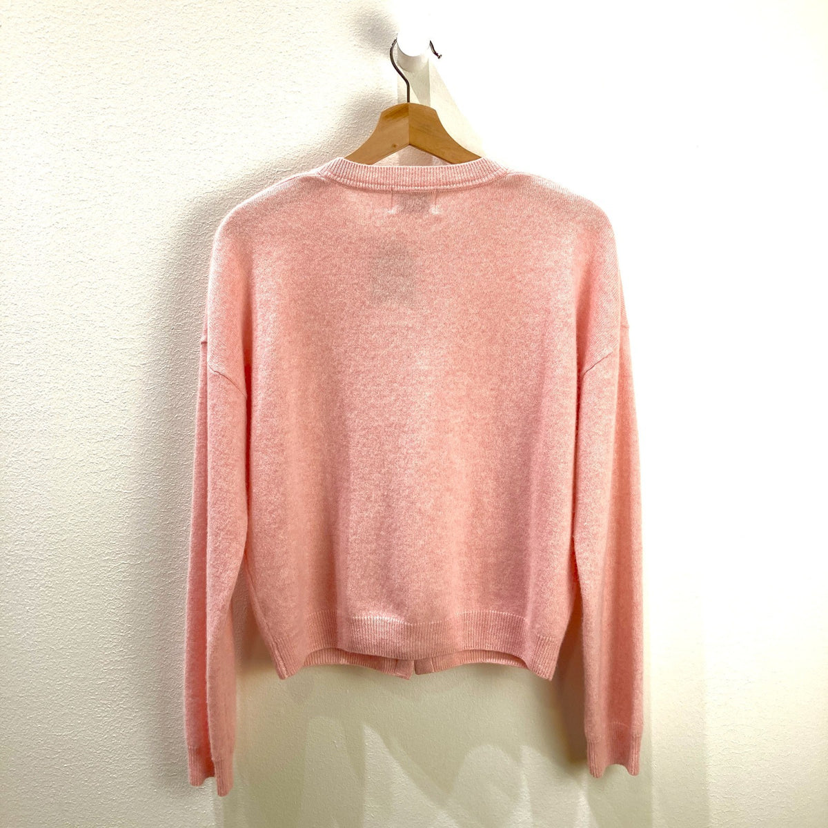 27 Miles $300 Blush Pink Heart Button Chiara Cashmere Sweater - Size M - 0930AC