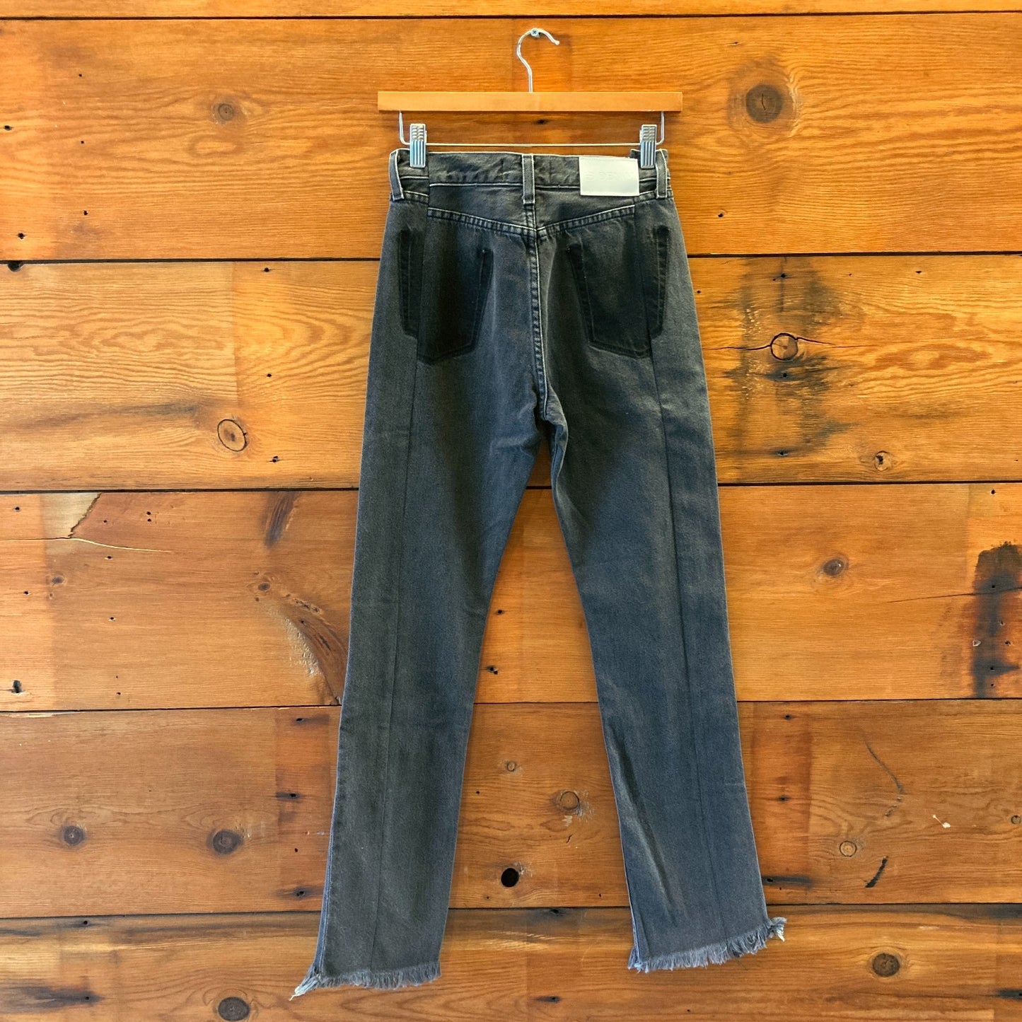 24 - EB Denim NEW Black Wash Grade School Straight-Leg Split-Hem Jeans 0902SD