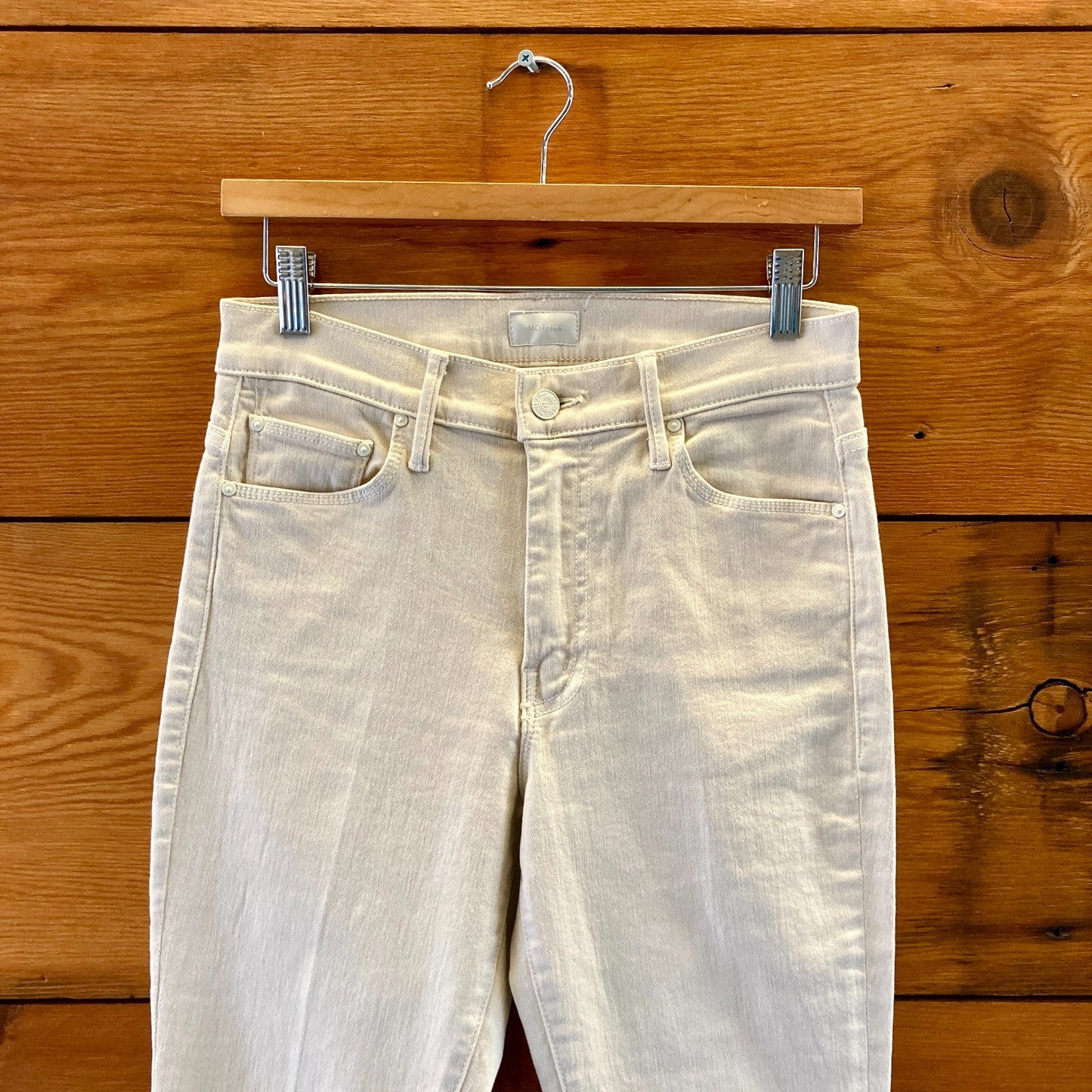 Mother Frozen Dew Off-White Weekender Sneak Flare Jeans - Size 28 - 0428KS