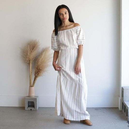 Ace & Jig Ivory Embroidered Cinched Waist Quince Maxi Dress - Size M - 0806JH