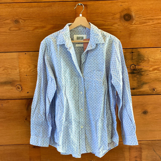 XL - Grayson $138 Anthropologie Blue Star Patterned Hero Shirt Top NEW 1122CT
