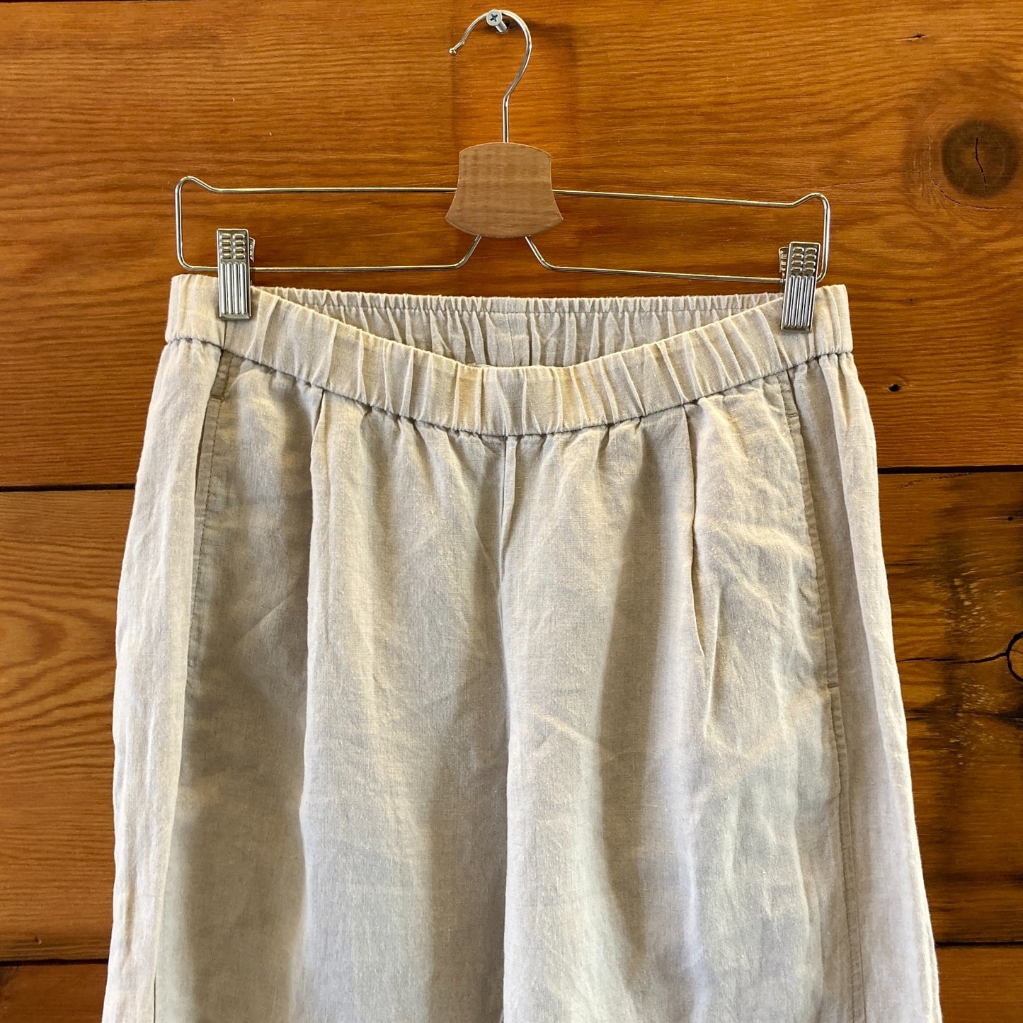 Eileen Fisher Oat Relaxed Fit Pull-On Organic Linen Pants - Size S - 0514SU