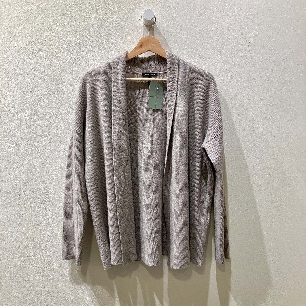 Eileen Fisher Taupe Gray Open Ribbed 100% Cashmere Sweater - Size S - 1125KG