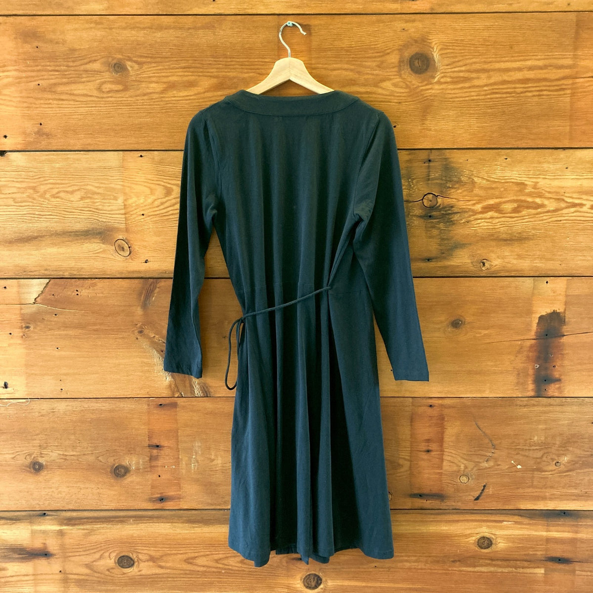 Gudrun Sjoden Black Long Sleeve Wrap Linen Cotton Blend Dress - Size S - 0320JS