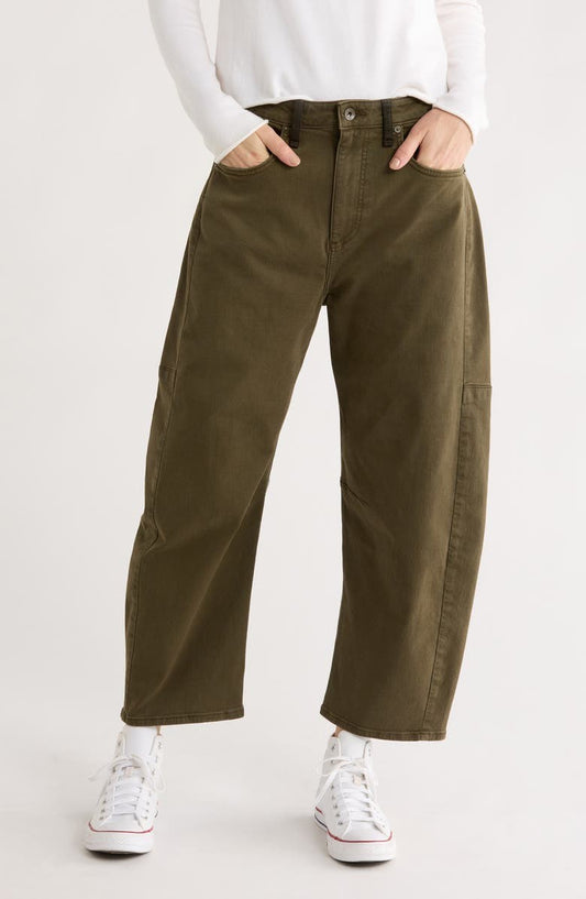 29 - Rag & Bone $298 Green & Black Chase High Rise Barrel Leg Pants NEW 0716MD