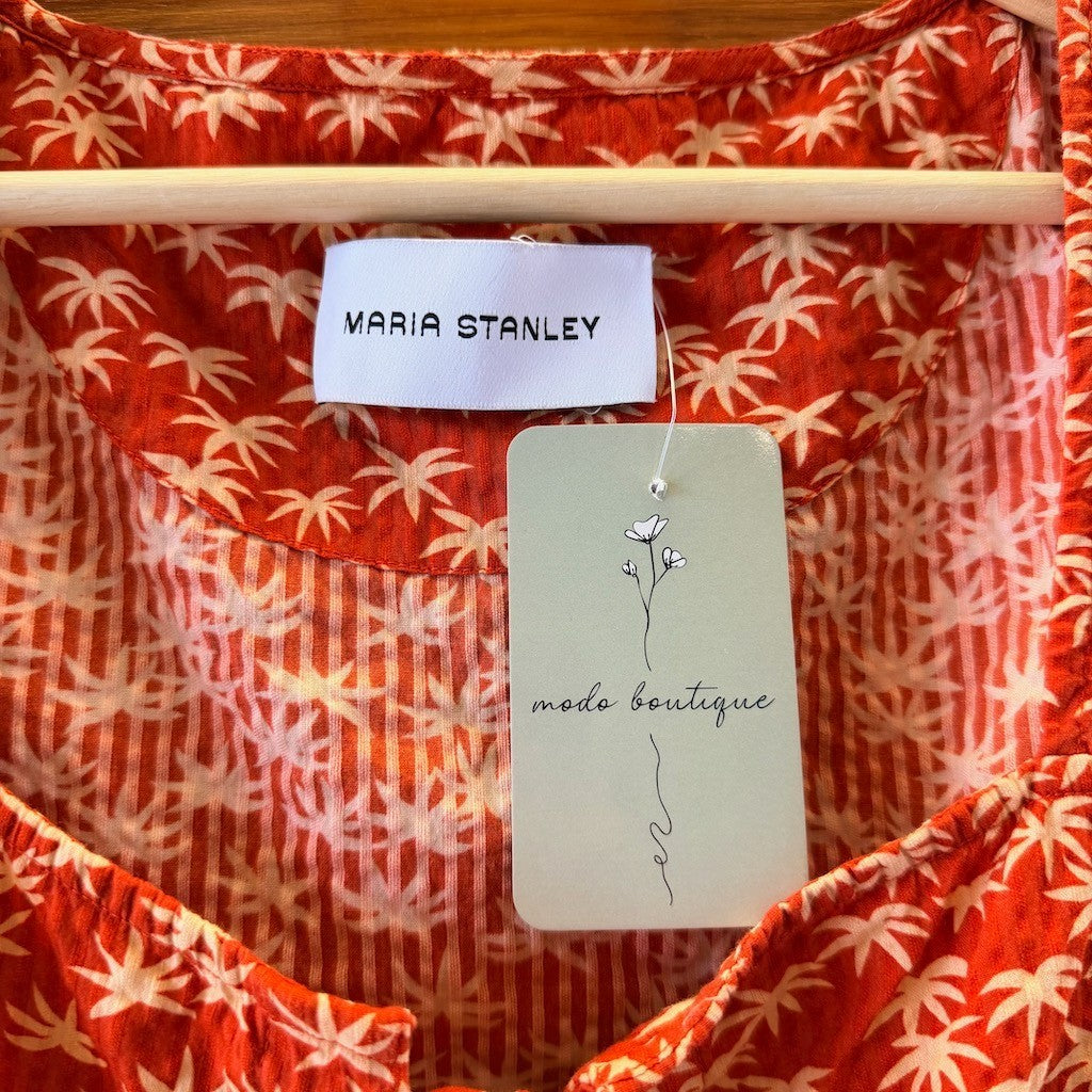 Maria Stanley $218 Palm Patterned Sleeveless Hosta Tank Top 0 Size S - 0312IG