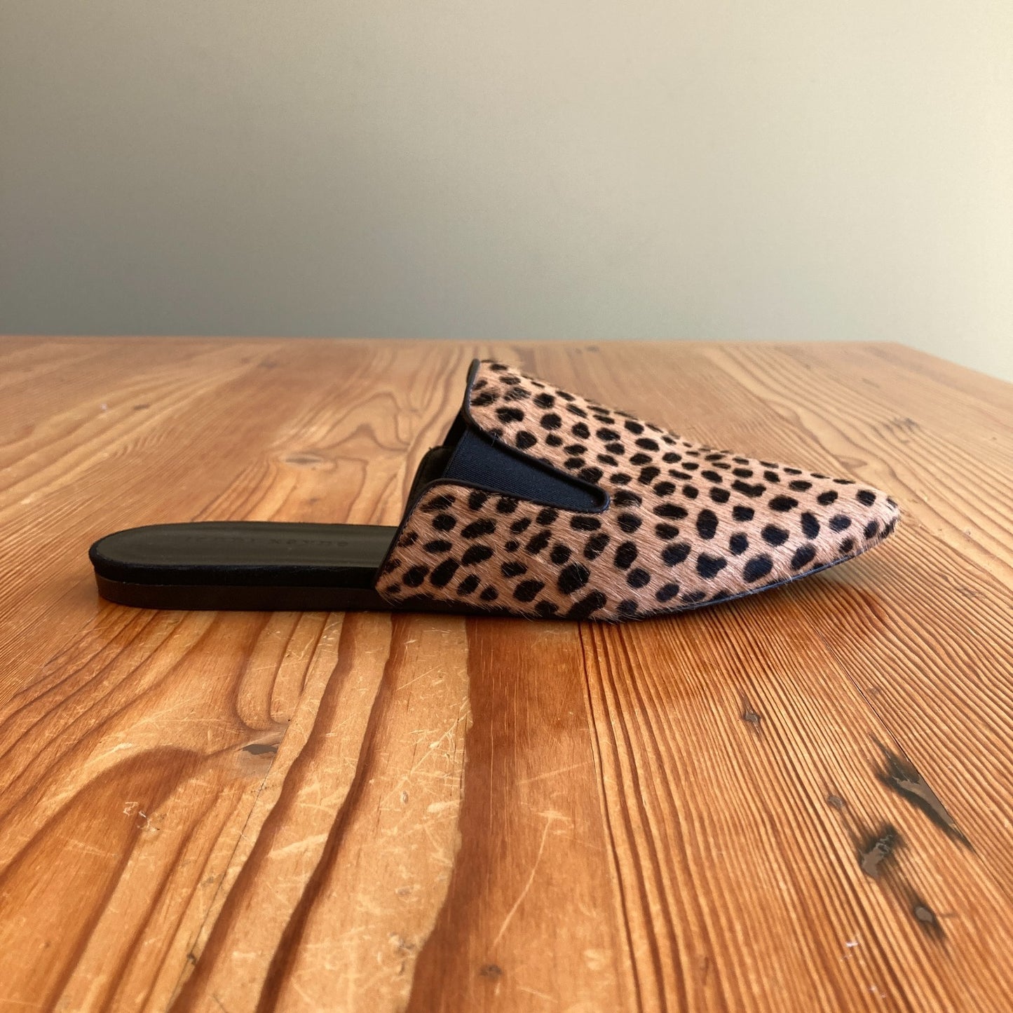 Jenni Kayne Leopard Pony Hair Pointed Toe Slides Shoes - Size 40 / 9.5 - 0706AV