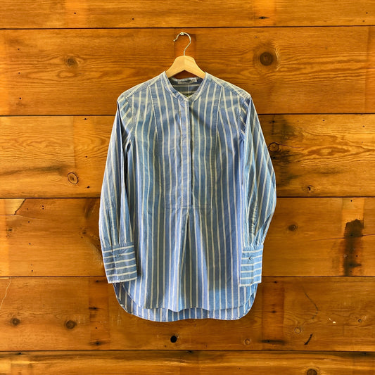 MM Lafleur Blue & White Striped Long Sleeve Shirt Dress Top - Size S - 0204AB