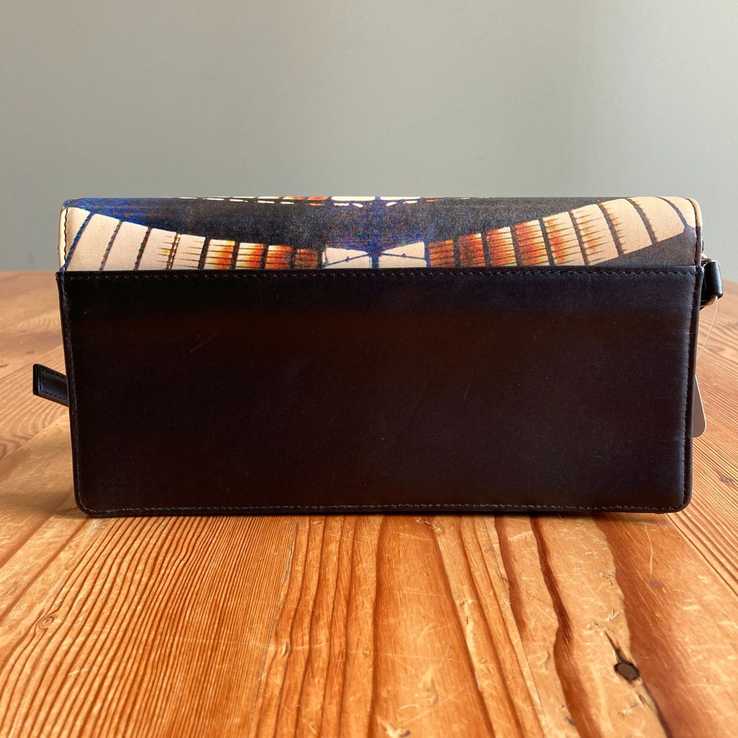 Agnes B $525 Black Patterned Fold Top Clutch Purse - NEW - 0416JW
