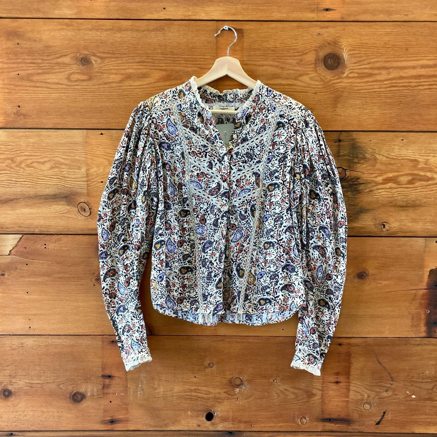 Etoile Isabel Marant Paisley Puff Sleeve Button Up Top - Size 42 / L - 0914SM