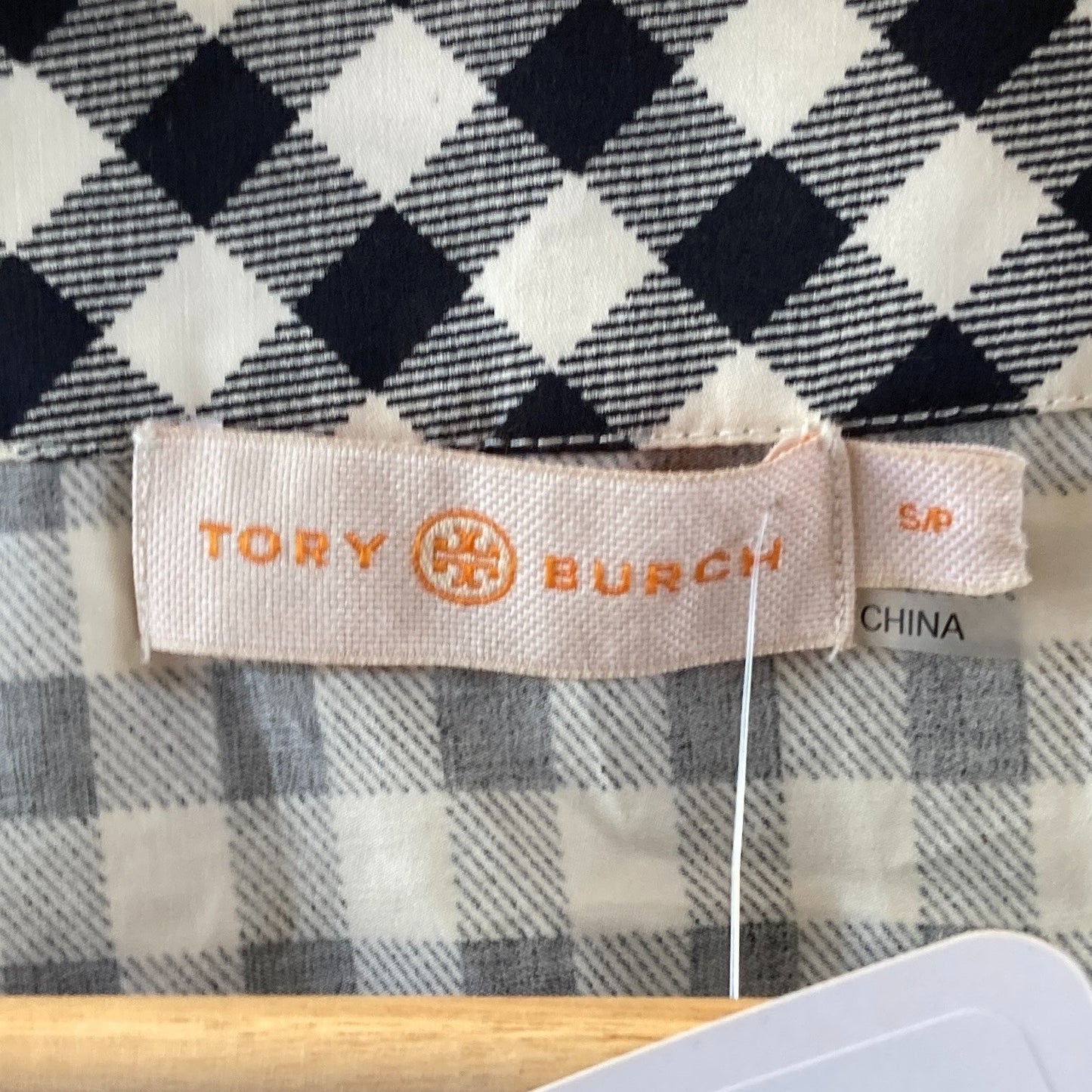 Tory Burch Black White Gingham Puff Sleeve Top - Size S - 0514CP