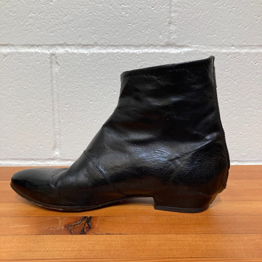 Officine Created Black Leather Wrapped Back Zip Ankle Boots - Sz 37 / 7 - 0818SL