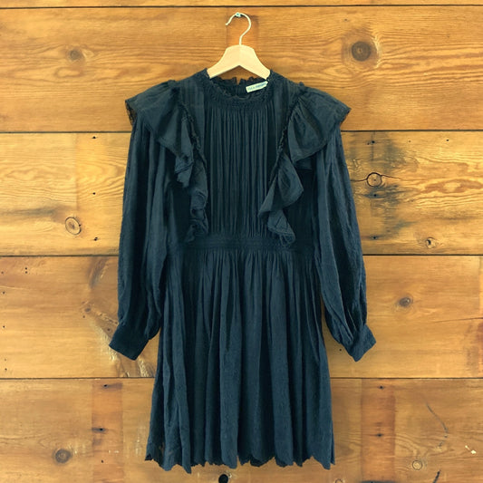 Ulla Johnson Black Cotton Broderie Anglaise Mini Dress - Size 4 - 0419QD