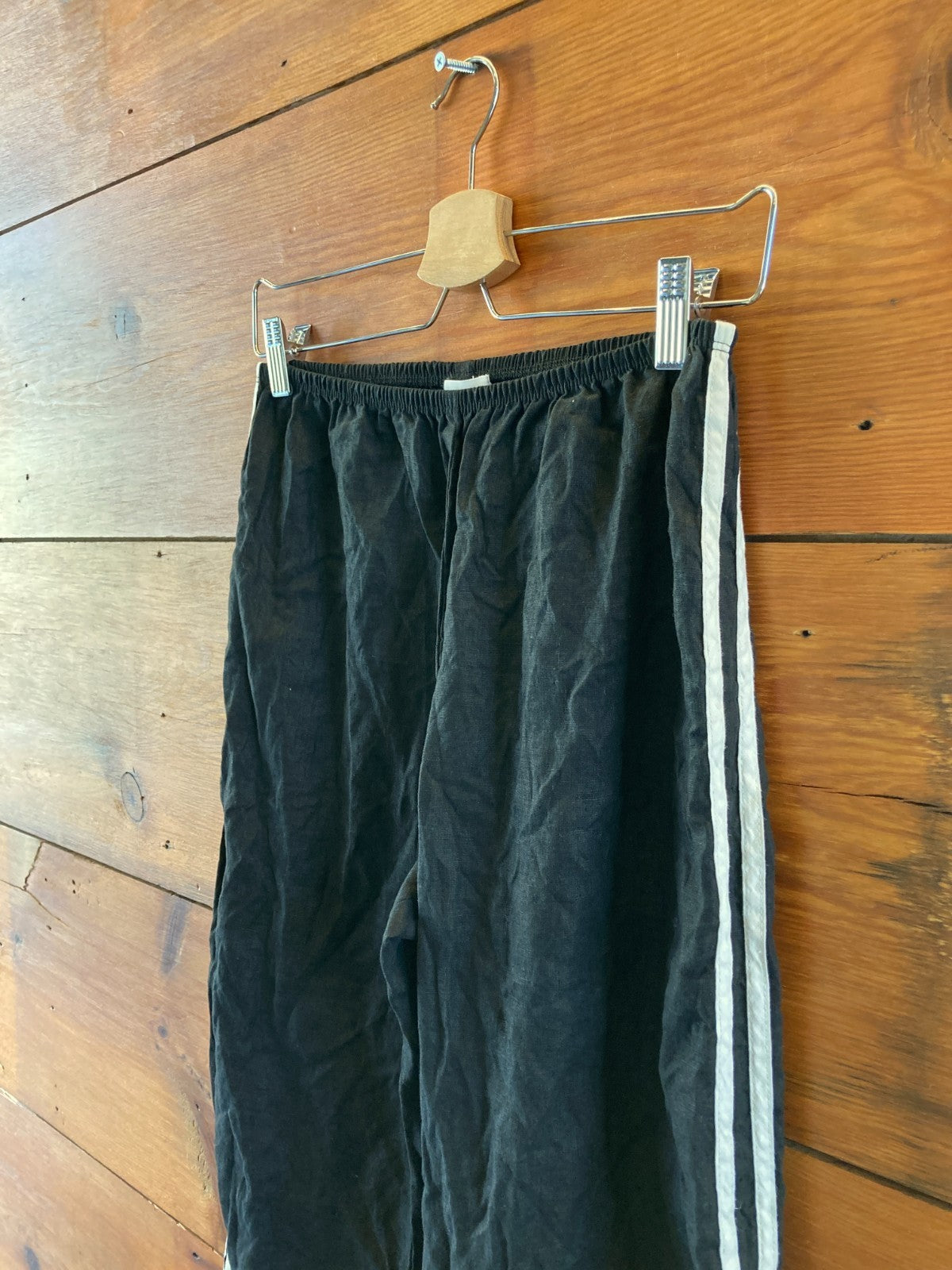 DONNI Black The Linen Crop Racer Stripe Pants - Size S - 0312IG
