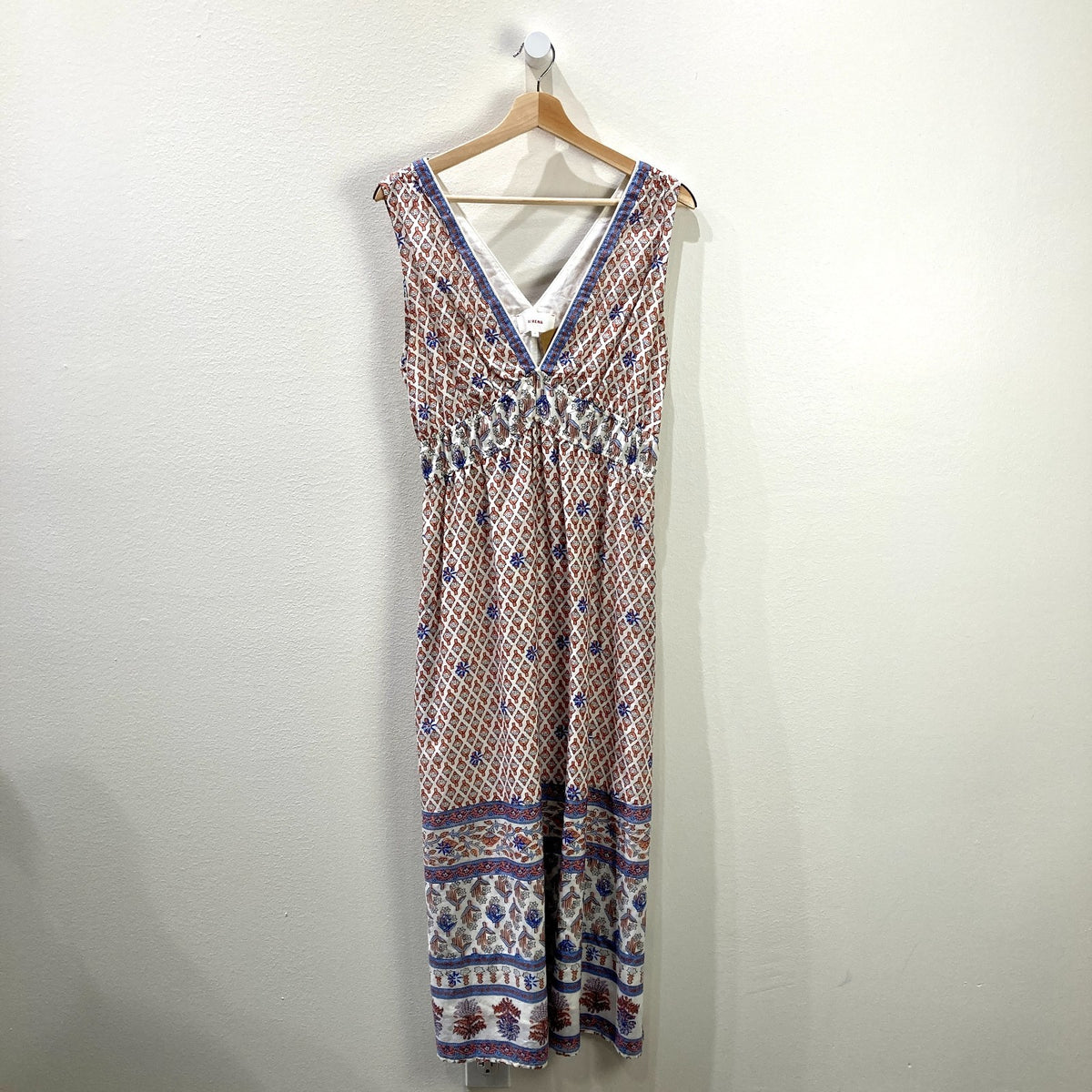 Xirena White Patterned Sleeveless Cotton Midi Length Dress - Size M - 0930AC