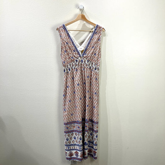 Xirena White Patterned Sleeveless Cotton Midi Length Dress - Size M - 0930AC
