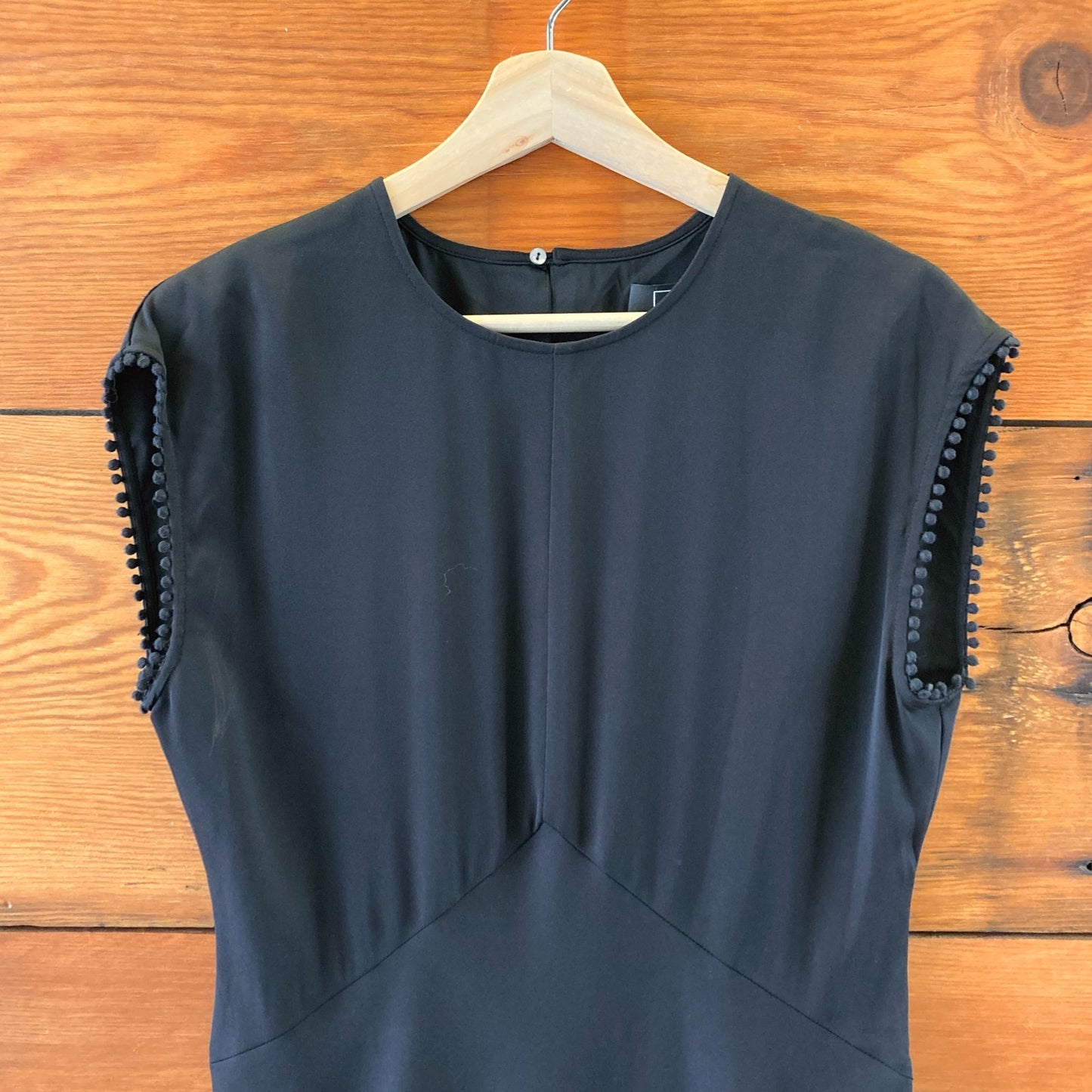 M - AYR Black Cap Sleeve Key Hole Back Silky Full Length Maxi Dress 1125KG