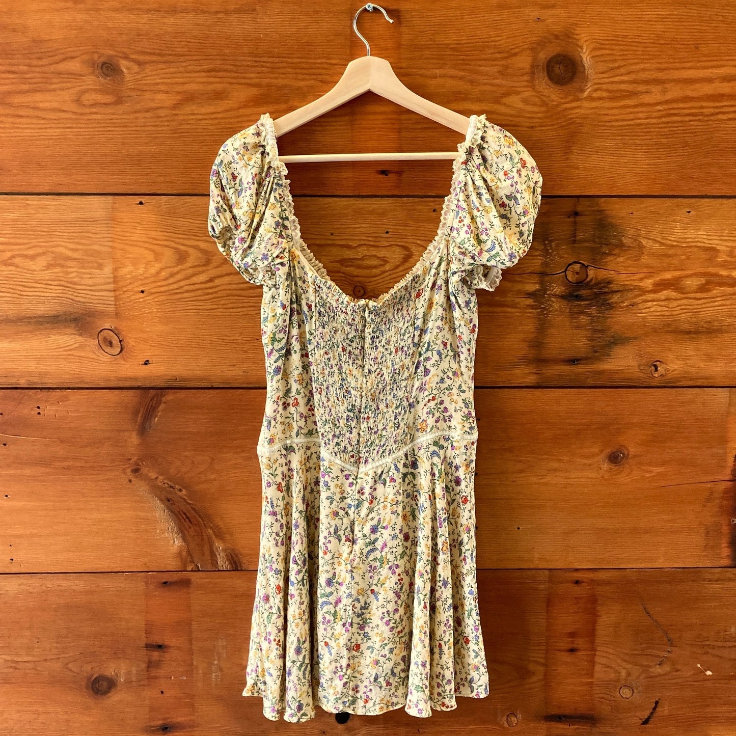 Reformation Floral Print Ondine Puff Sleeve Mini Dress - Size 10 - 1008JG