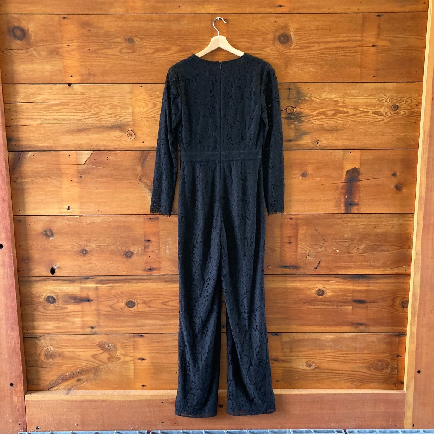 Diane von Furstenberg Black Lace Kyara Long Sleeve Jumpsuit - Size 6 - 1201CC