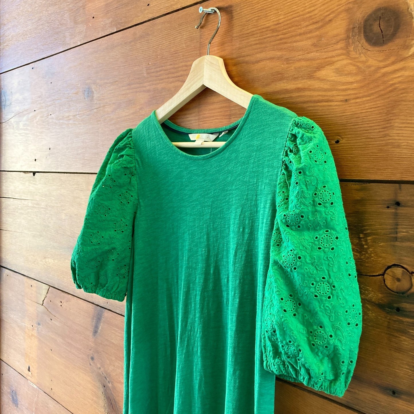 Boden Green Short Eyelet Embroidered Maxi Dress - Womens Size 8 - 0106KA