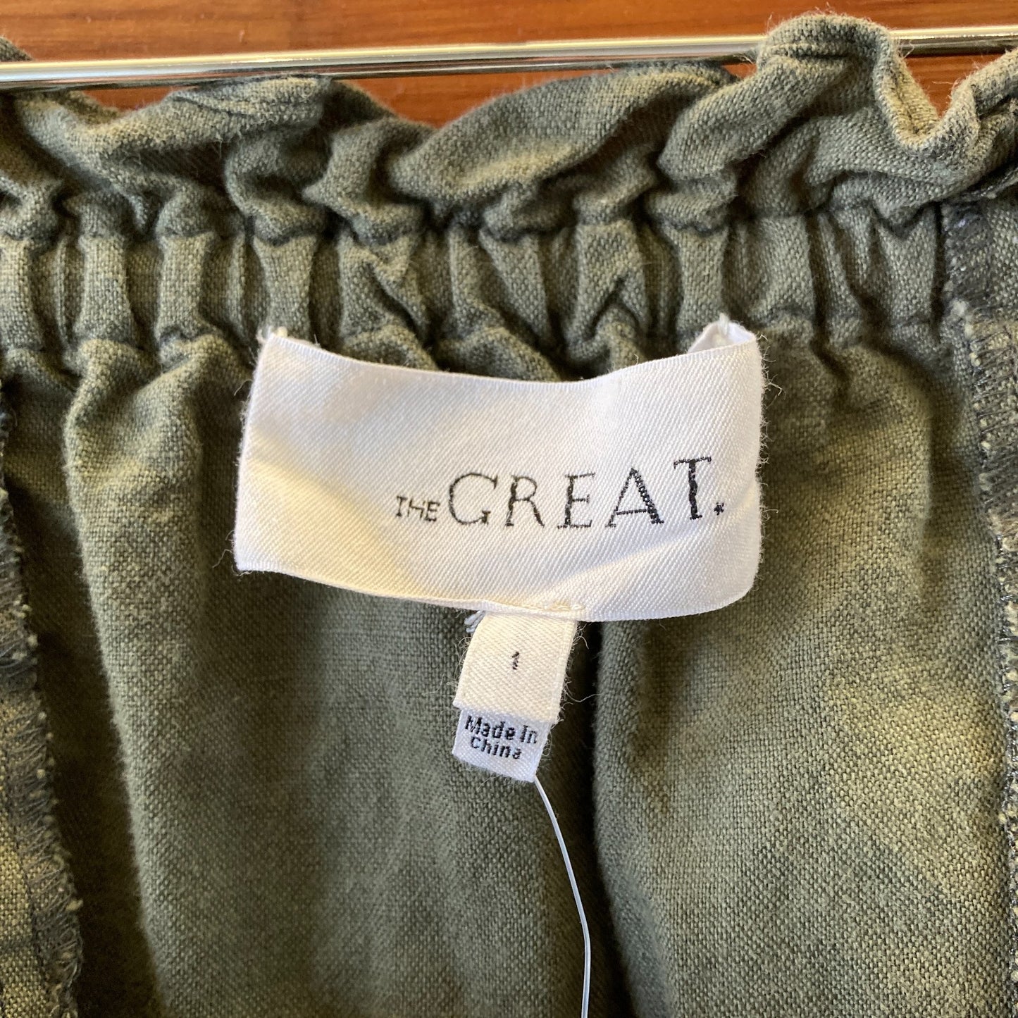 1 / S - The Great Olive Green Ruffled Trim Cotton Lightweight Pants 0316CK