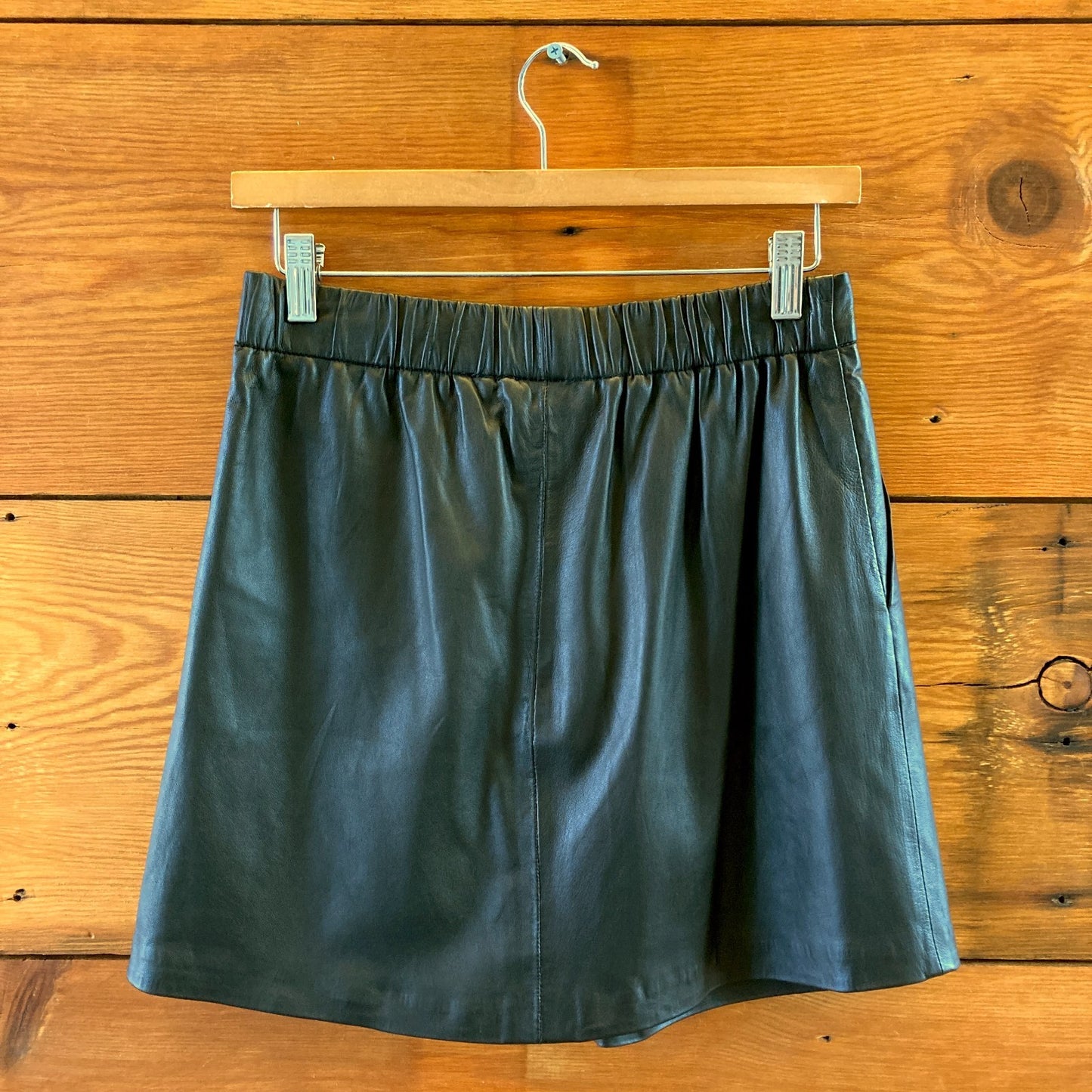 The Fisher Project Eileen Fisher Black Leather Mini Skirt - Size XS - 0209SB