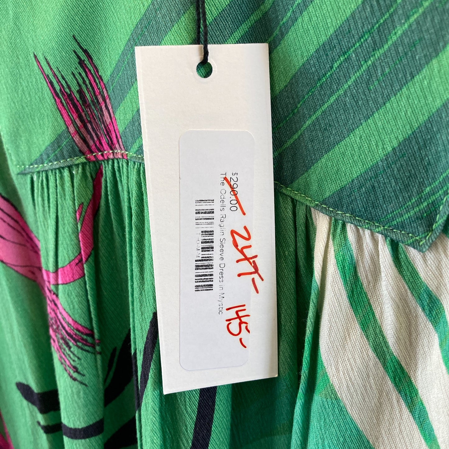 The Odells $290 Mystic Green Pattern Raglan Sleeve Dress - Size M - NEW - 0416JW