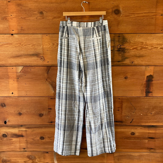 10 - Reformation NEW Black Tan Plaid Vesta Chelsea Linen Pants 0306CH