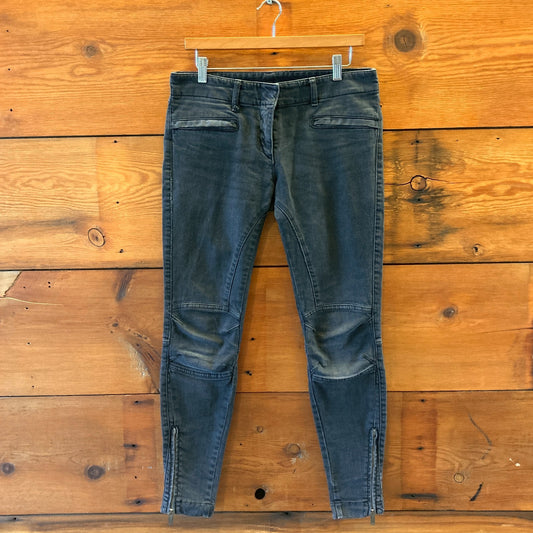 28 - R13 Black Wash Womens Moto Skinny Jeans With Ankle Zipper 0505MB