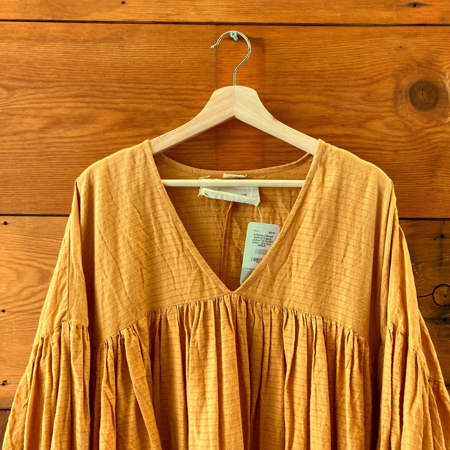 A Perfect Nomad Saffron Organic Cotton Tiered Midi Dress - One Size - 0806JH
