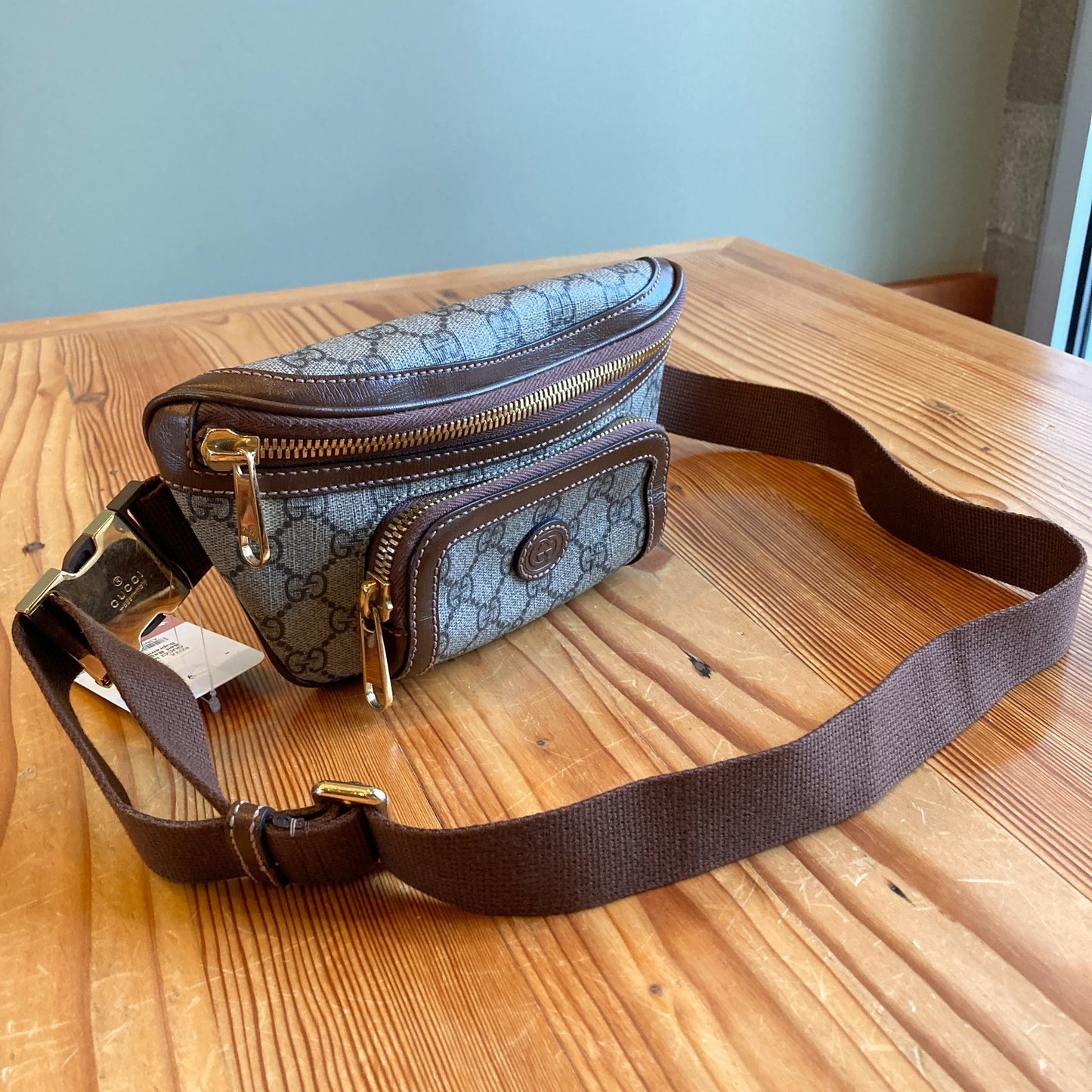 GUCCI Interlocking G Belt Bag GG Supreme/Leather Beige/Brown 682933 0222JL