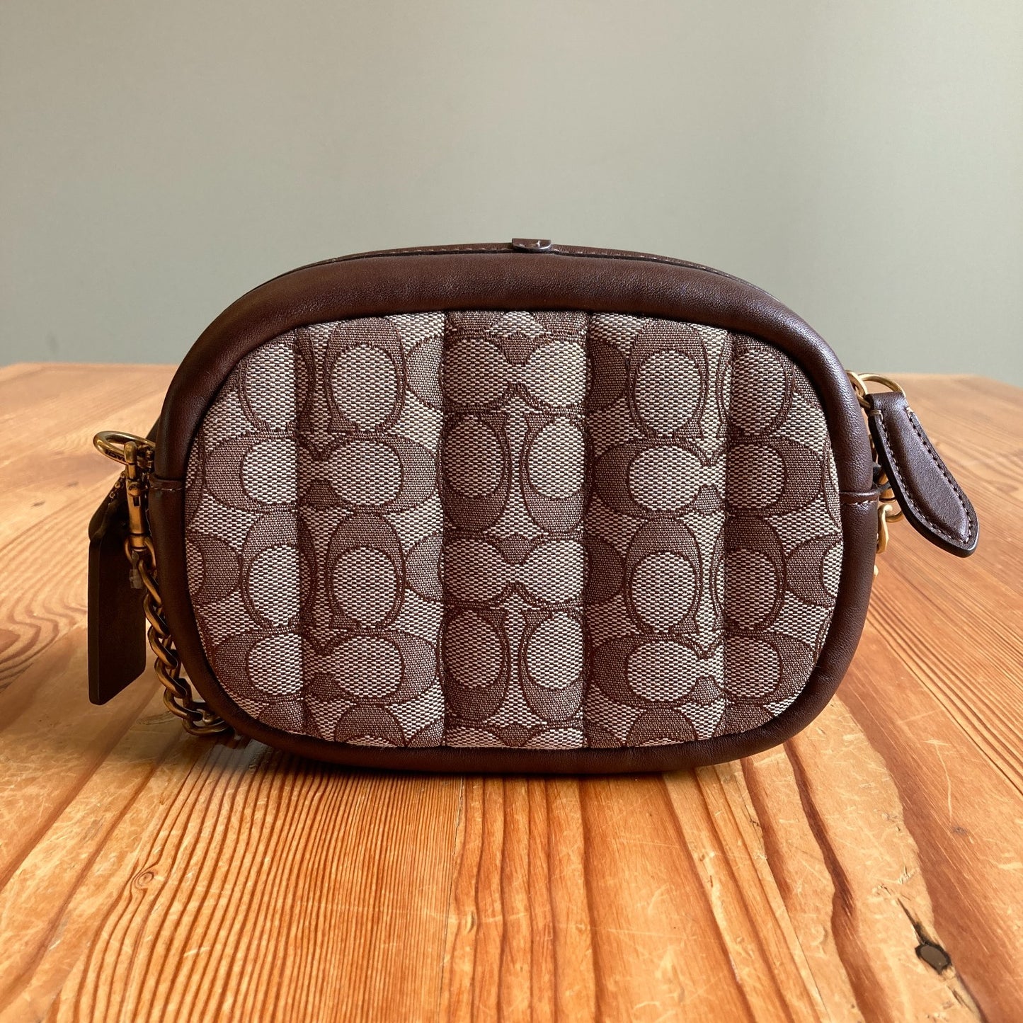 Coach Brown Signature Jacquard Quilted Small Camera Crossbody Bag - 0422MH