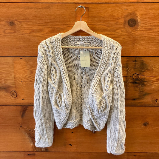 Tejido Gray Heirloom Knit Alpaca Cropped Cardigan Sweater - Size XS - 0312IG