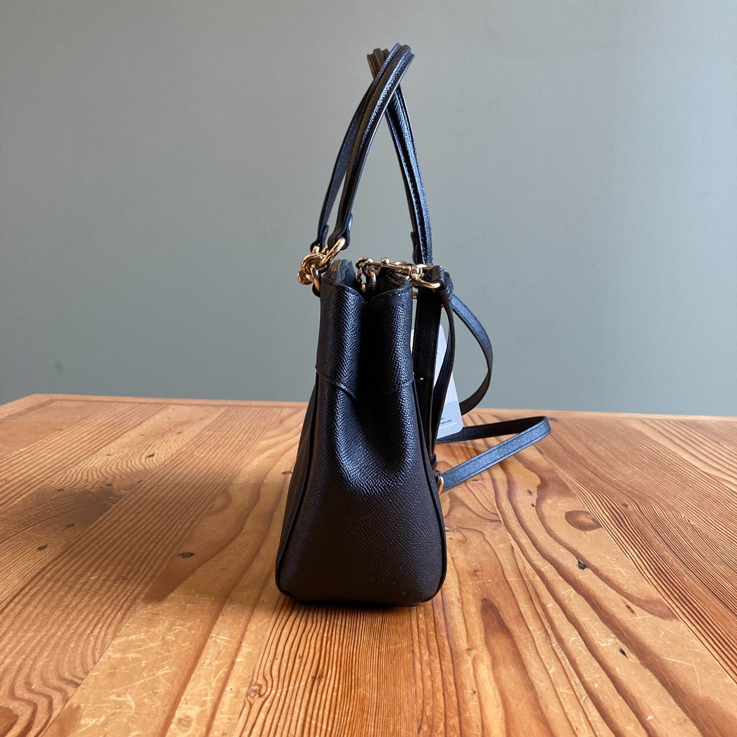 Coach Black F25395 Mini Brooke Carryall Crossgrain Leather Satchel Purse 0308KS