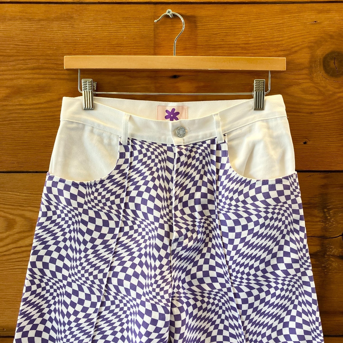 Lisa Says Gah Purple White Robyn High Rise Wide Leg Jeans - Size 28 - 0501SH