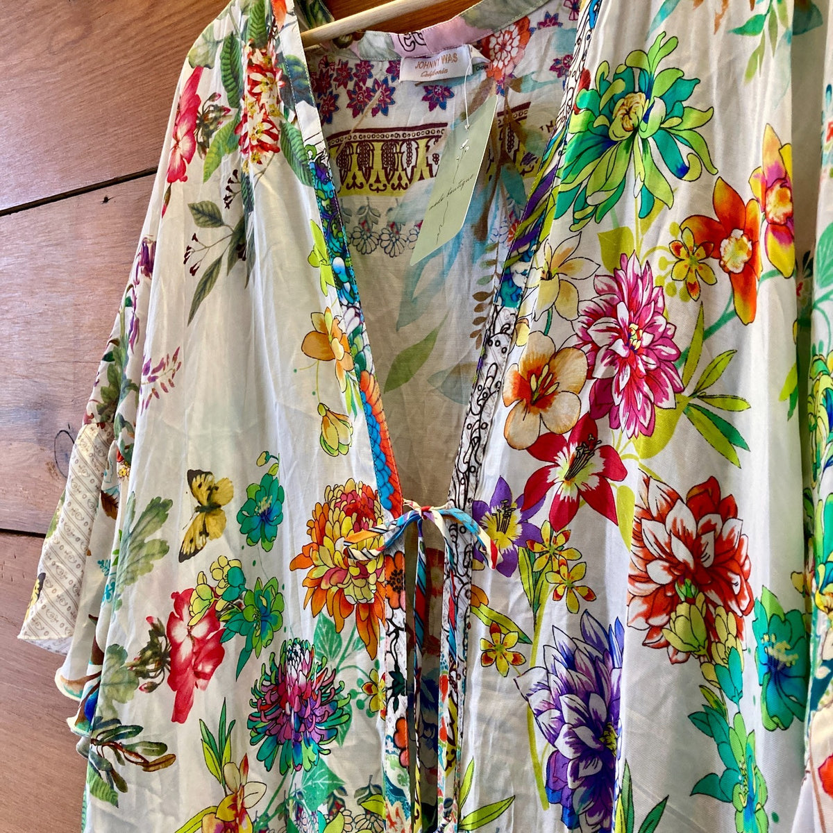 Johnny Was Silk Blend Floral Patterned Wrap Tie Robe - Size M - 1217RM