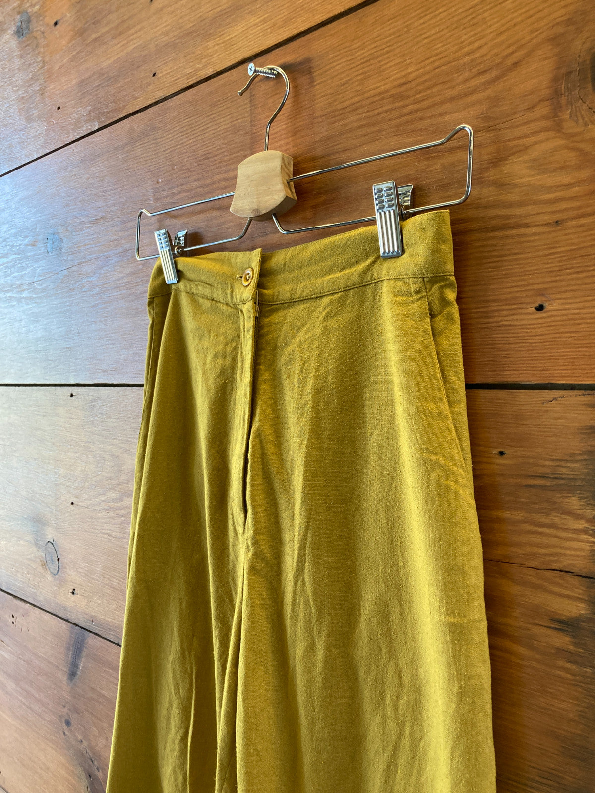 Ali Golden Yellow High Rise Raw Silk Wide Leg Pants - Size S - 0312IG