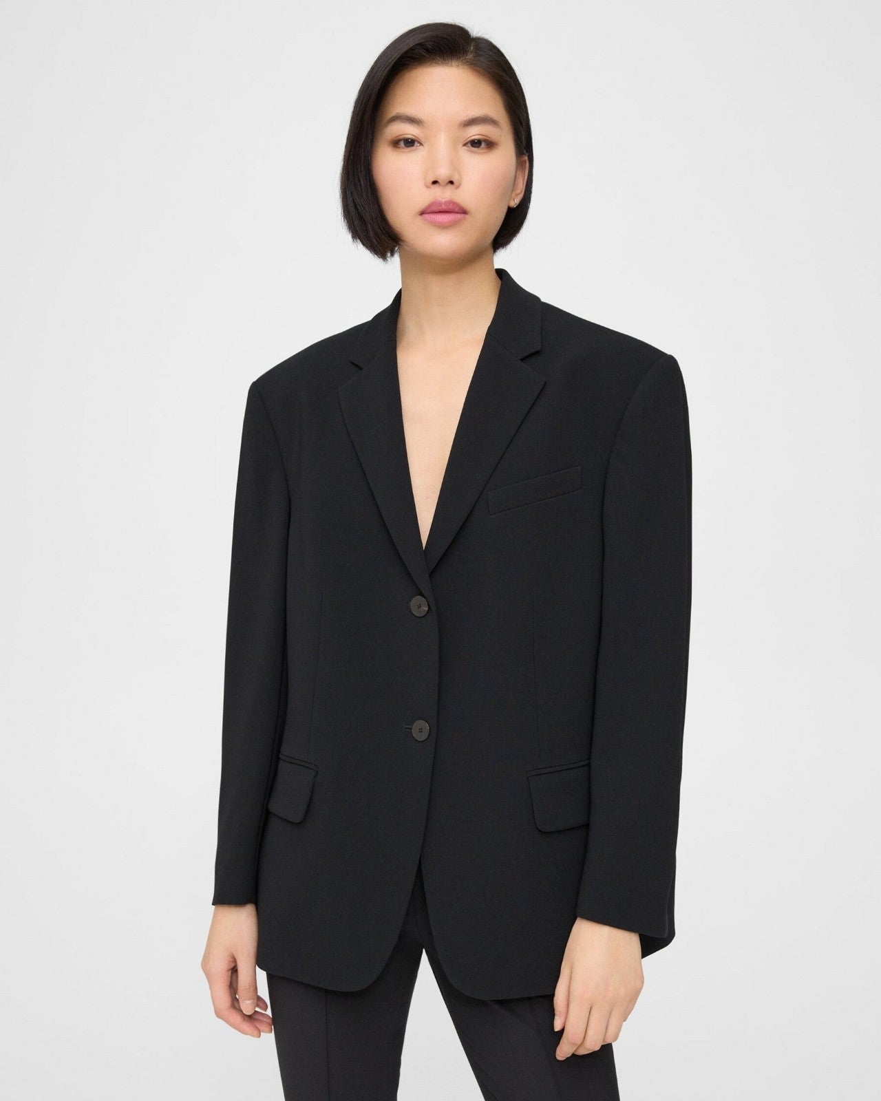 S Petite - Theory Black NEW $575 Tailor Oversized Womens Blazer Jacket 1011SC