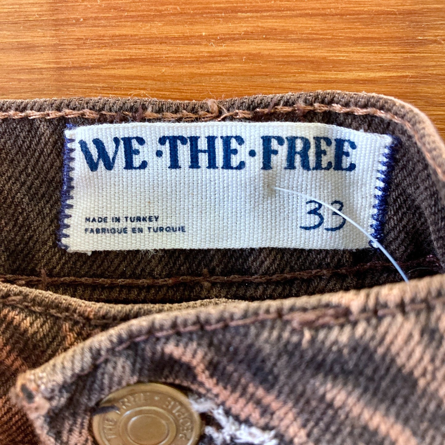 We The Free Black Brown Wash Lucky You Mid Rise Barrel Jeans - Size 33 - 0425SV
