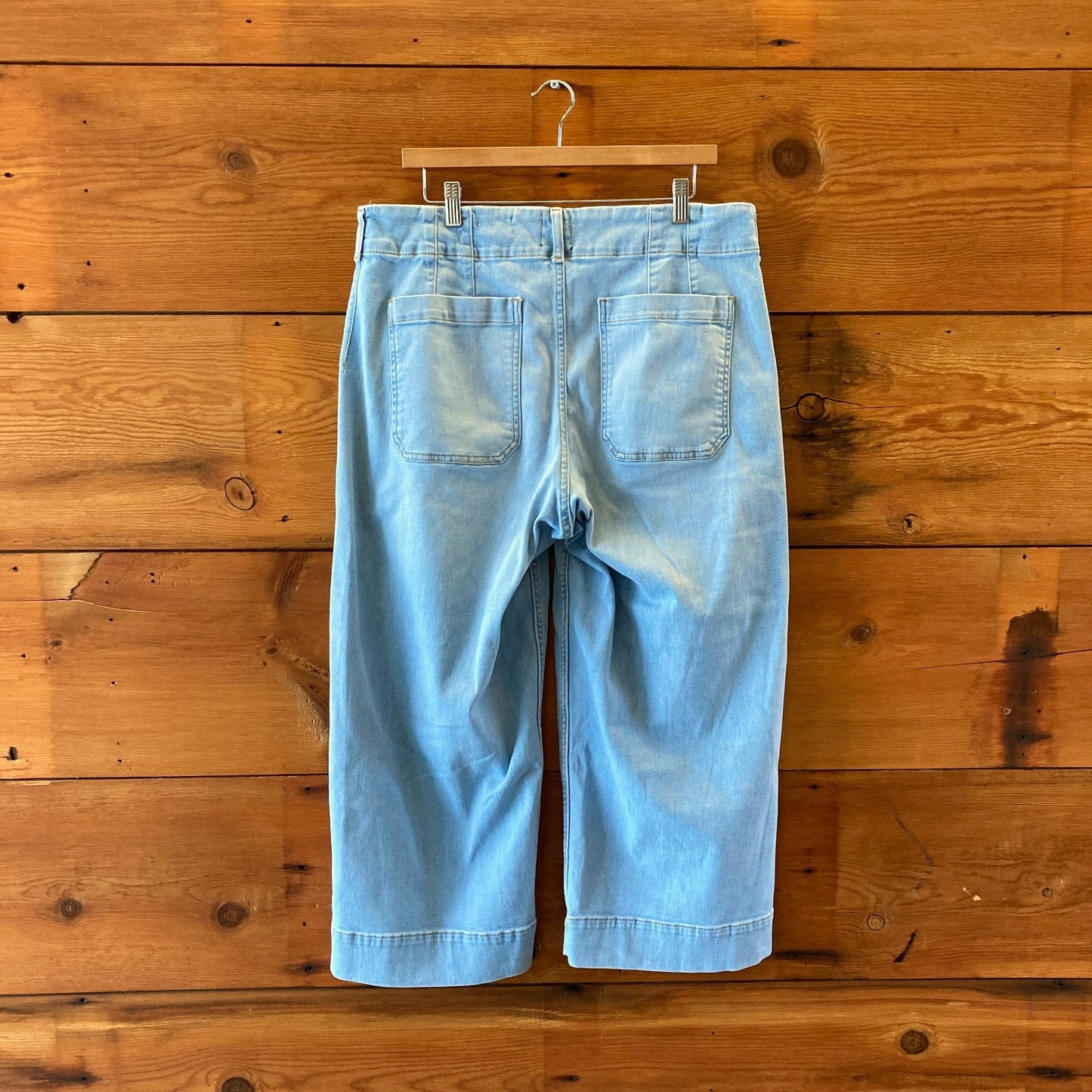 Maeve Light Wash High Rise Wide Leg Cropped Colette Jeans - Size 16 - 0419JP