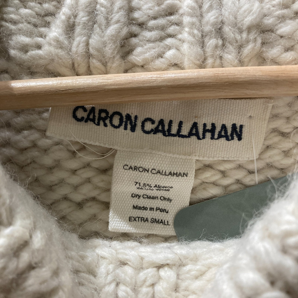 Caron Callahan Ivory Chunky Knit Heavy Alpaca Pullover Sweater - Sz XS - 1125KG