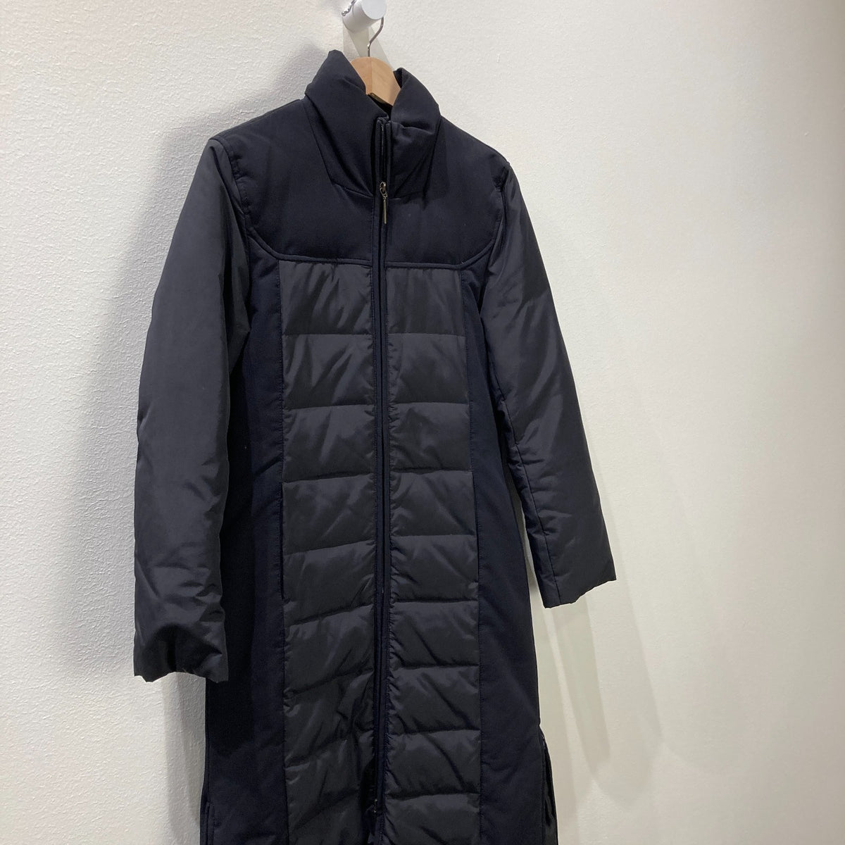 Via Spiga Black Long Zip Up & Side Zip Down Fill Puffer Coat - Size XS - 0209SB
