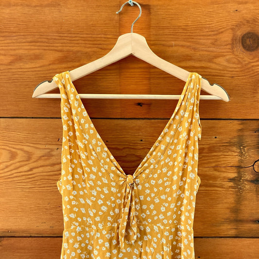Reformation Yellow Floral Print Nola Tie Shoulder Mini Dress - Size 6 - 0312IG