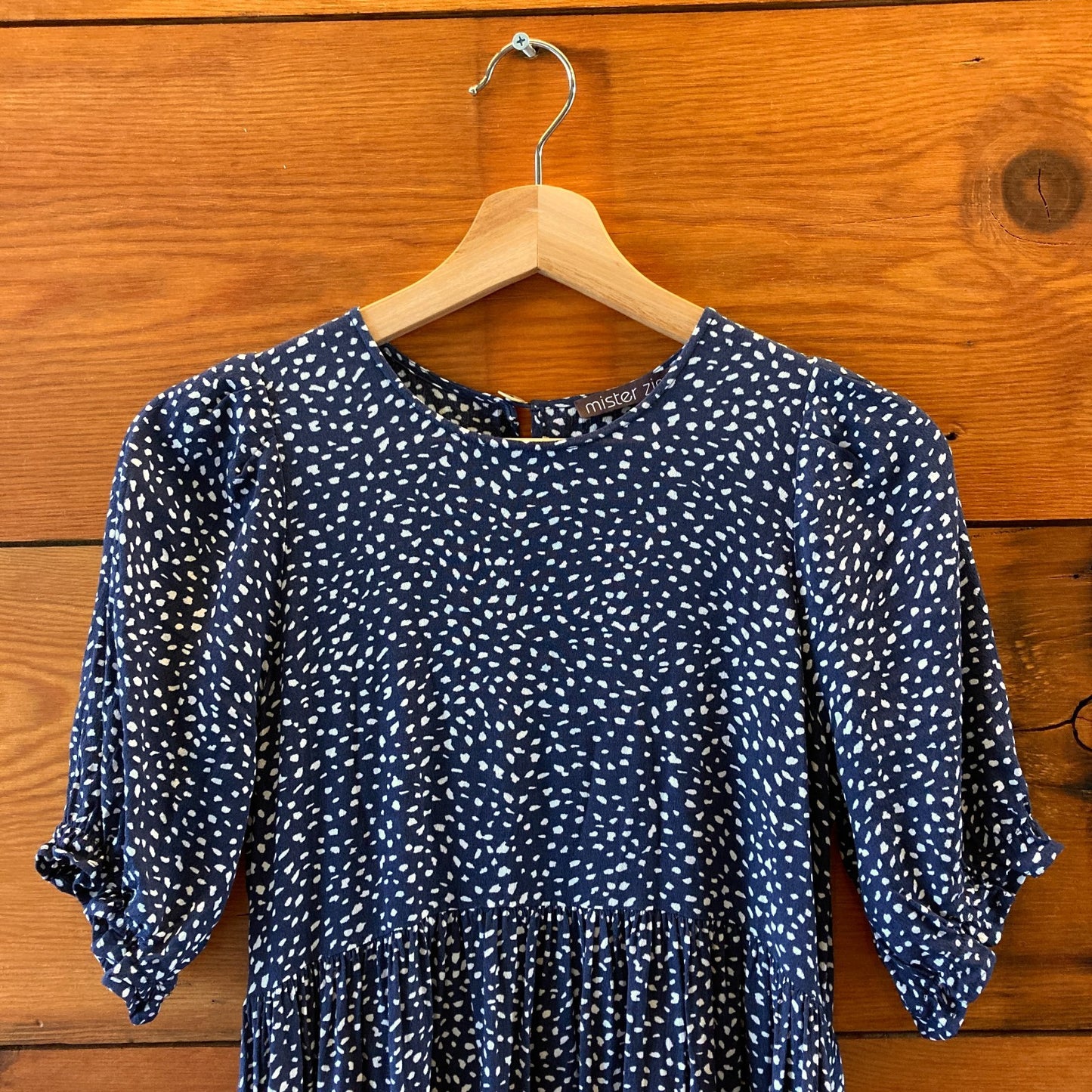 Mister Zimi Blue White Spotted Short Sleeve Swingy Mini Dress - Size 2 - 0317SB